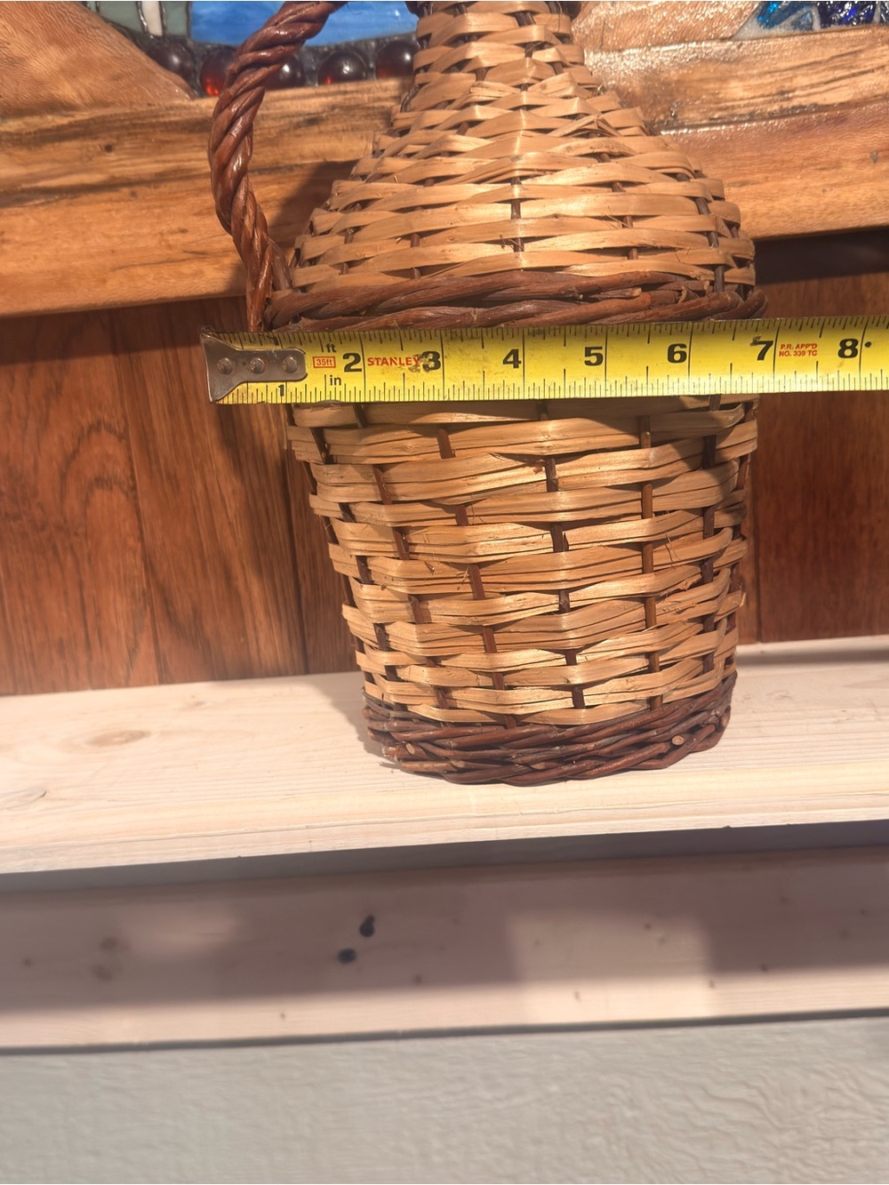 Woven Rattan Demijohn Bottle with Handle - Natural Brown 14” x 7” - Picture 5 of 6